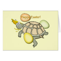 ¡Conejito de pascua de la tortuga del dibujo anima Felicitacion