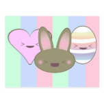 Conejito de pascua del chocolate de Kawaii, huevo, Tarjeta Postal