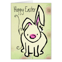 Conejito de pascua del dibujo animado felicitación