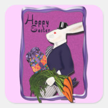 Conejito de pascua en Tux y colas Colcomanias Cuadradass