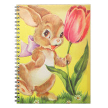 Conejito de pascua lindo del vintage libro de apuntes con espiral