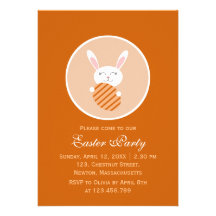 Conejito de pascua lindo (naranja) invitación