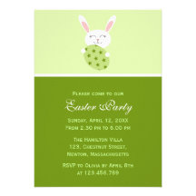 Conejito de pascua lindo (verde) invitación personalizada