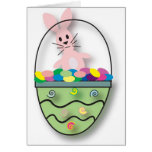 Conejito de pascua y cesta de la chuchería felicitacion 