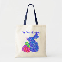 Conejito de pascua y la bolsa de asas azules de lo