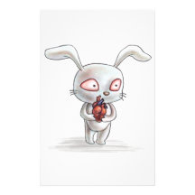Conejito diabólico con el corazón anatómico papeleria personalizada