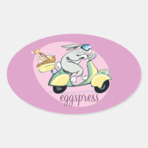 Conejito Eggspress de la vespa Calcomania De Oval