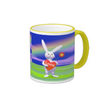 Conejito especial de la tarjeta del día de San Val Tazas De Café