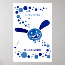 Conejito feliz - casi azul con el texto impresiones