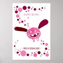 Conejito feliz - casi rosa con el texto poster
