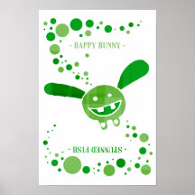 Conejito feliz - casi verde con el texto poster