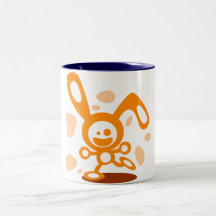 Conejito feliz (naranja) tazas