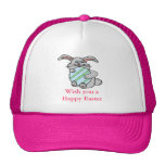 Conejito que abraza un huevo gorros  