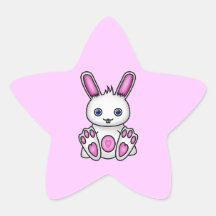 Conejito rosado de Kawaii Calcomanía Forma De Estrella