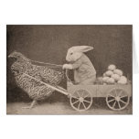 Conejito y gallina, tarjeta de felicitación