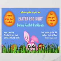 Conejito y huevos lindos de pascua en aviadores de tarjetas publicitarias