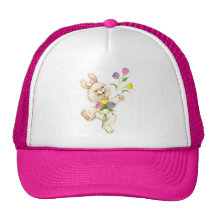 Conejito y tulipanes de pascua gorro de camionero