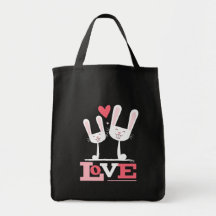 Conejitos en tarjeta del día de San Valentín linda Bolsas