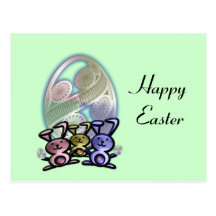 Conejitos y huevos lindos de pascua postal