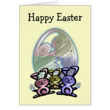 Conejitos y huevos lindos de pascua tarjetón