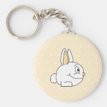 Conejo blanco, en patten. beige del lunar llavero