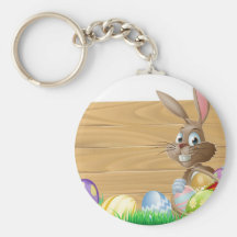 Conejo de conejito de pascua con la cesta de los h llaveros personalizados