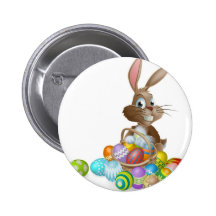 Conejo de conejito de pascua con la cesta de los h pins