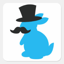 Conejo de conejito del sombrero de copa pegatinas cuadradases personalizadas