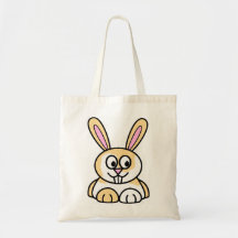 Conejo de conejito lindo del naranja y del blanco bolsas lienzo