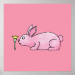 Conejo de conejito rosado poster