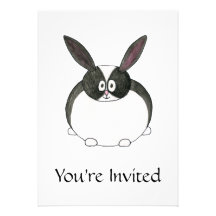 Conejo holandés blanco y negro invitación