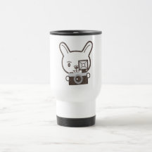 Conejo lindo del fotógrafo taza de café