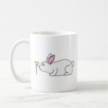 Conejo y flor blancos tazas de café