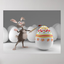 Conejo y huevos del dibujo animado impresiones