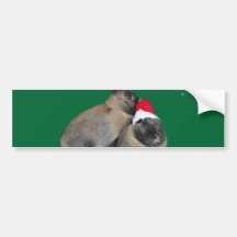 Conejos de conejito del navidad con Año Nuevo del  Pegatina De Parachoque