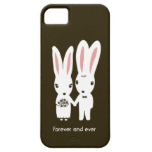 Conejos de conejito que casan pares con el texto iPhone 5 coberturas