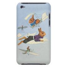 Conejos divertidos del vuelo del vintage - antropo barely there iPod protector