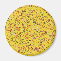 Confeti amarillo retro moteado imanes  
