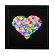 Confeti de los corazones del arco iris cajas de recuerdo