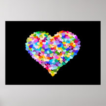Confeti de los corazones del arco iris posters