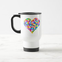 Confeti de los corazones del arco iris taza