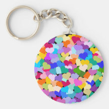 Confeti del corazón del arco iris llaveros