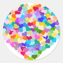 Confeti del corazón del arco iris etiquetas redondas