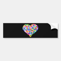 Confeti del corazón del arco iris etiqueta de parachoque