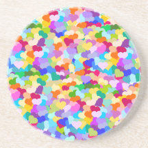 Confeti del corazón del arco iris posavasos para bebidas