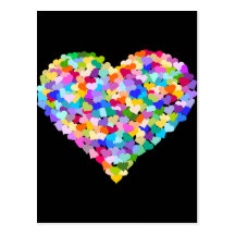Confeti del corazón del arco iris postal