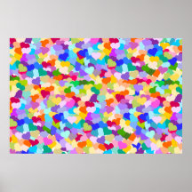 Confeti del corazón del arco iris posters