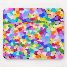 Confeti del corazón del arco iris tapete de ratón