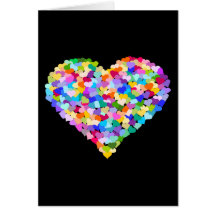 Confeti del corazón del arco iris tarjetón