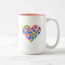 Confeti del corazón del arco iris tazas